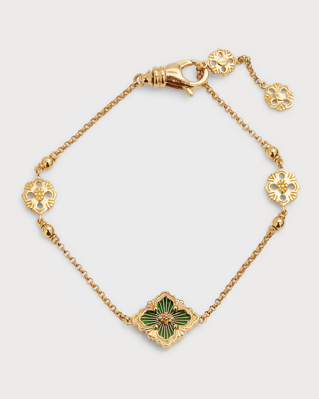 Opera Tulle Flexible Bracelet in Green and 18K Yellow Gold, Size 17